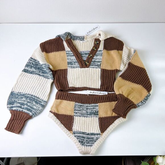 2 pc For love and lemons checker print Knit Sweater set - Picture 6 of 12